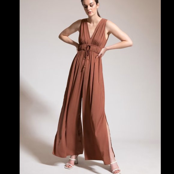 Sleeveless Drawstring-Waist Jumpsuit - Picture 1 of 3